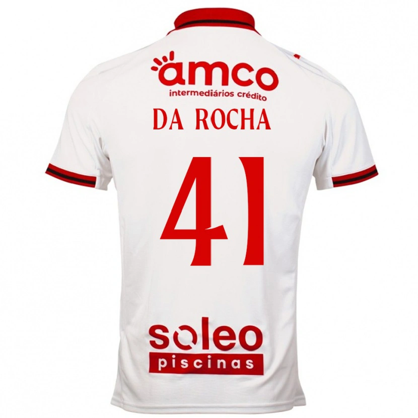 Danxen Mænd Yanis Da Rocha #41 Hvid Rød Udebane Spillertrøjer 2025/26 Trøje T-Shirt