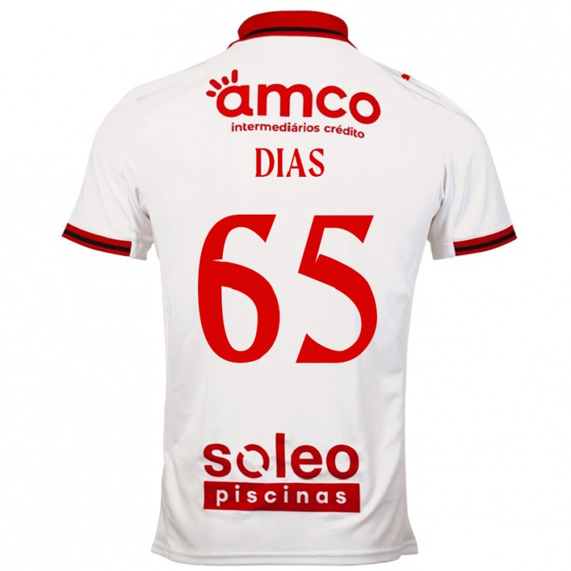 Danxen Mænd Leandro Dias #65 Hvid Rød Udebane Spillertrøjer 2025/26 Trøje T-Shirt
