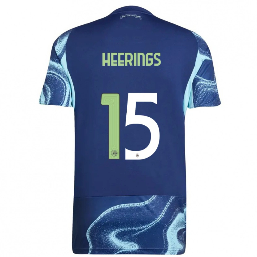 Danxen Mænd Kai Heerings #15 Navy Himmelblå Udebane Spillertrøjer 2025/26 Trøje T-Shirt