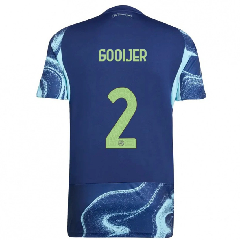 Danxen Mænd Tristan Gooijer #2 Navy Himmelblå Udebane Spillertrøjer 2025/26 Trøje T-Shirt