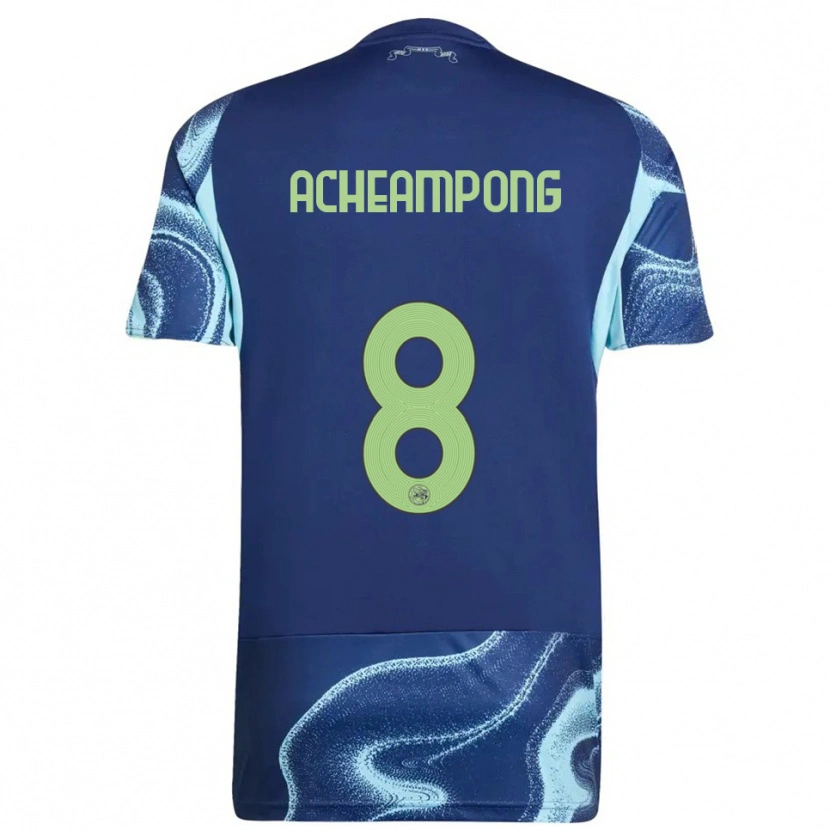 Danxen Mænd Levi Acheampong #8 Navy Himmelblå Udebane Spillertrøjer 2025/26 Trøje T-Shirt