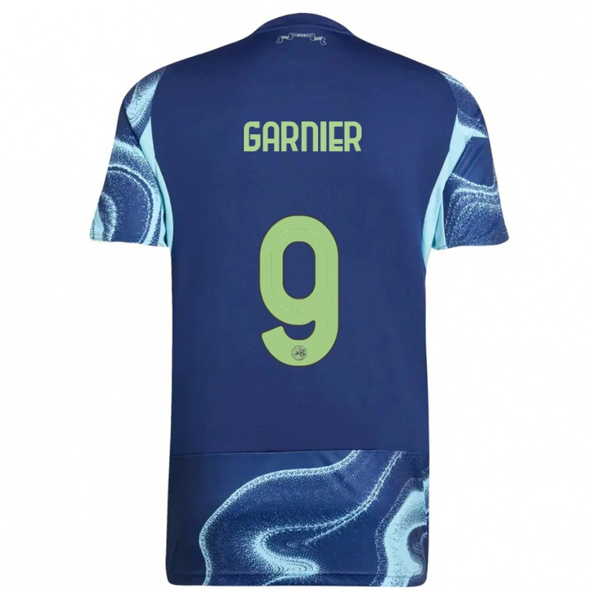 Danxen Mænd Roméo Garnier #9 Navy Himmelblå Udebane Spillertrøjer 2025/26 Trøje T-Shirt