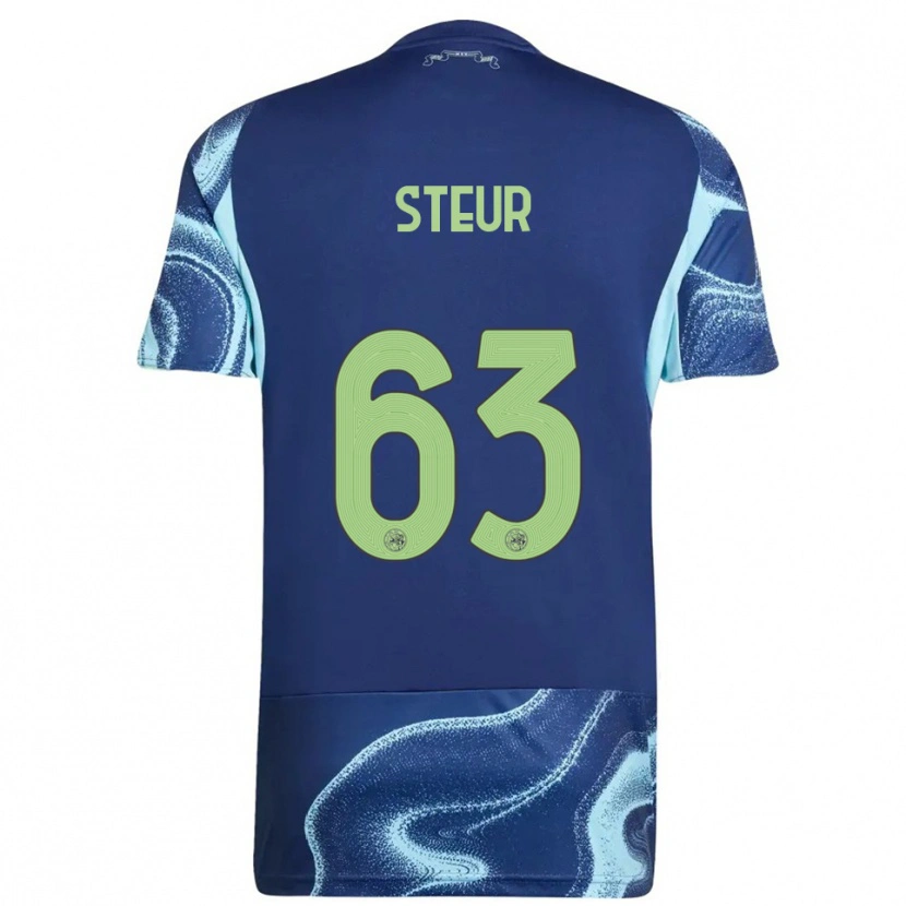 Danxen Mænd Sean Steur #63 Navy Himmelblå Udebane Spillertrøjer 2025/26 Trøje T-Shirt