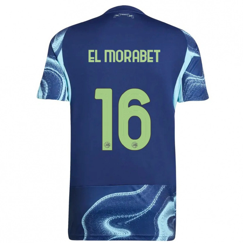 Danxen Mænd Younes El Morabet #16 Navy Himmelblå Udebane Spillertrøjer 2025/26 Trøje T-Shirt