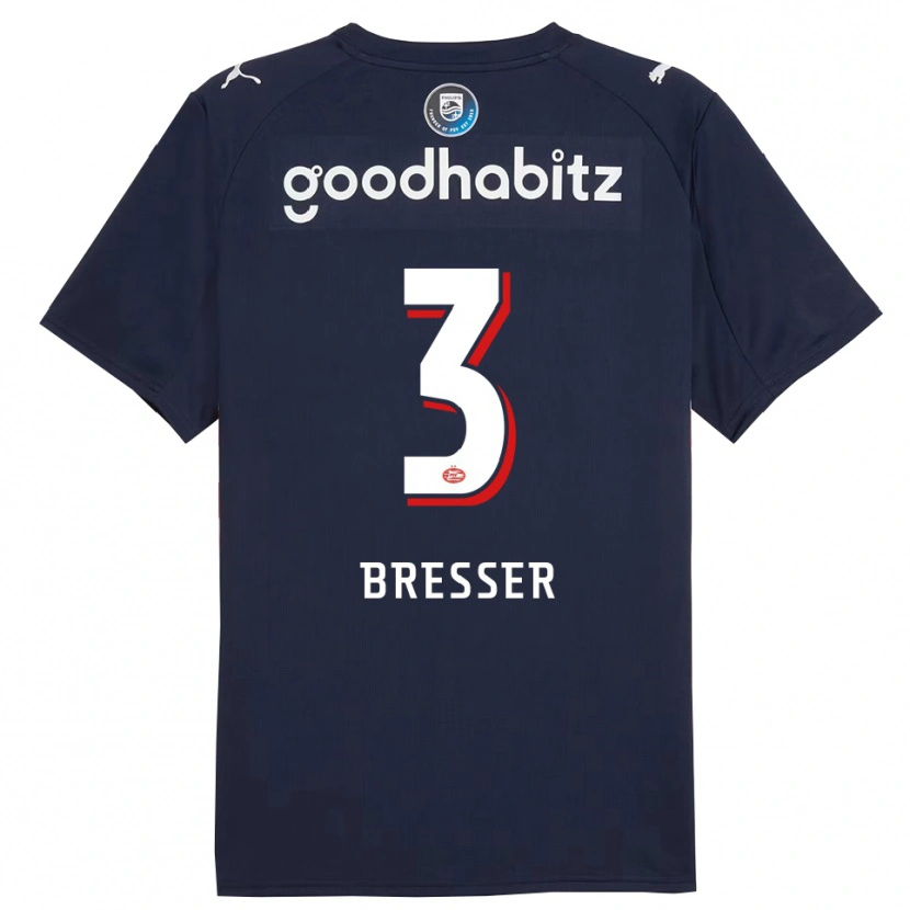 Danxen Mænd Michael Bresser #3 Navy Hvid Udebane Spillertrøjer 2025/26 Trøje T-Shirt