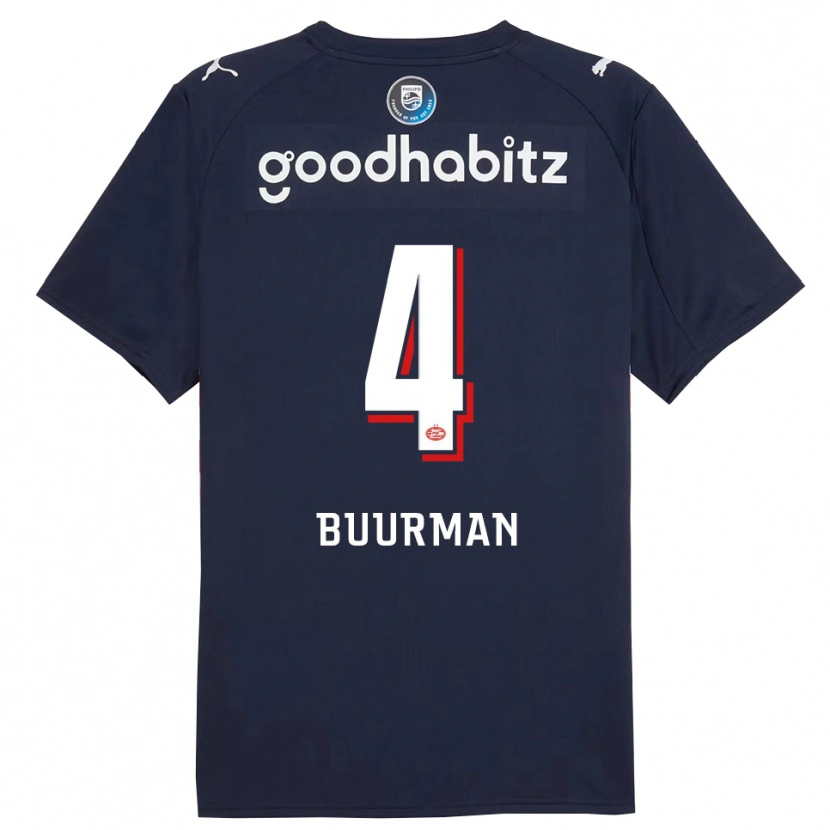 Danxen Mænd Veerle Buurman #4 Navy Hvid Udebane Spillertrøjer 2025/26 Trøje T-Shirt