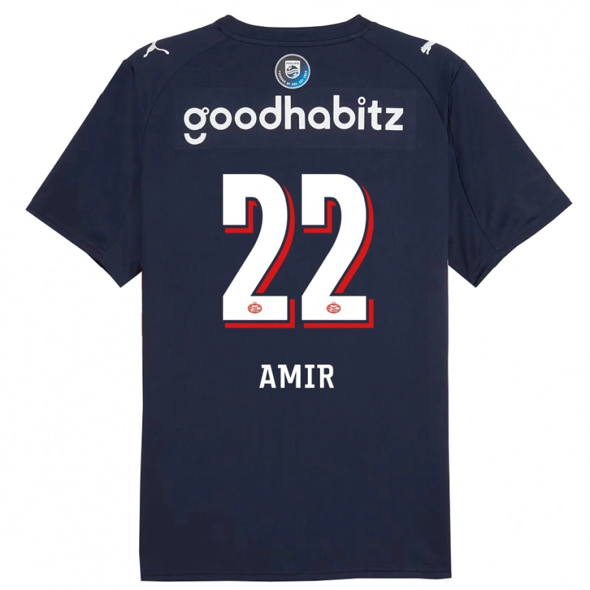 Danxen Mænd Amir Al-Anany #22 Navy Hvid Udebane Spillertrøjer 2025/26 Trøje T-Shirt