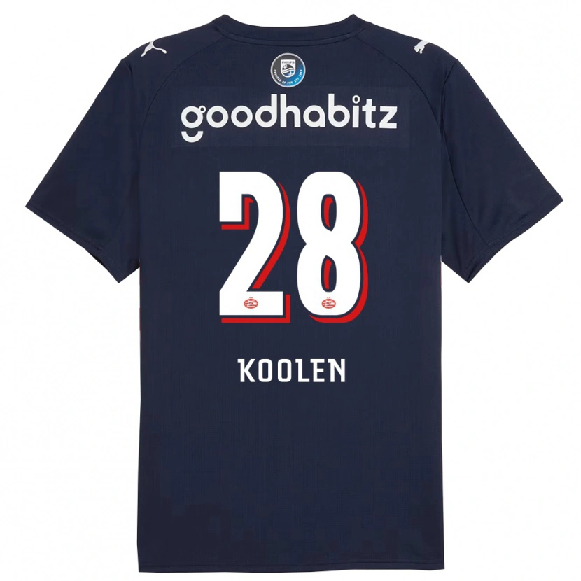 Danxen Mænd Lars Koolen #28 Navy Hvid Udebane Spillertrøjer 2025/26 Trøje T-Shirt