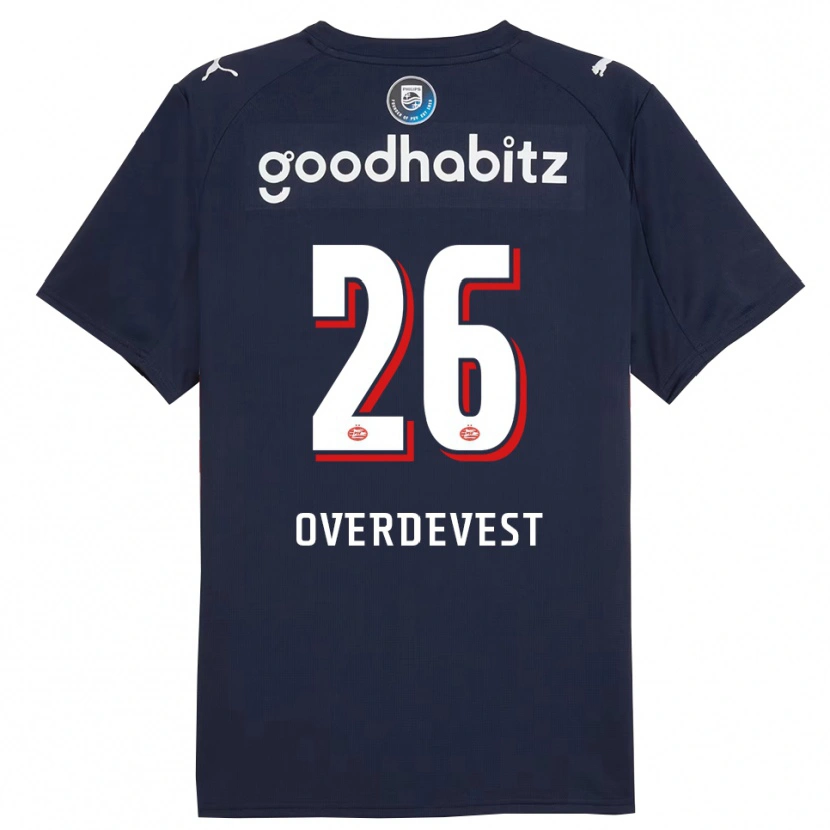 Danxen Mænd Marco Overdevest #26 Navy Hvid Udebane Spillertrøjer 2025/26 Trøje T-Shirt
