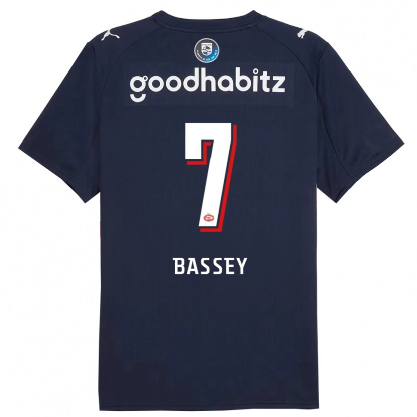 Danxen Mænd Essien Bassey #7 Navy Hvid Udebane Spillertrøjer 2025/26 Trøje T-Shirt