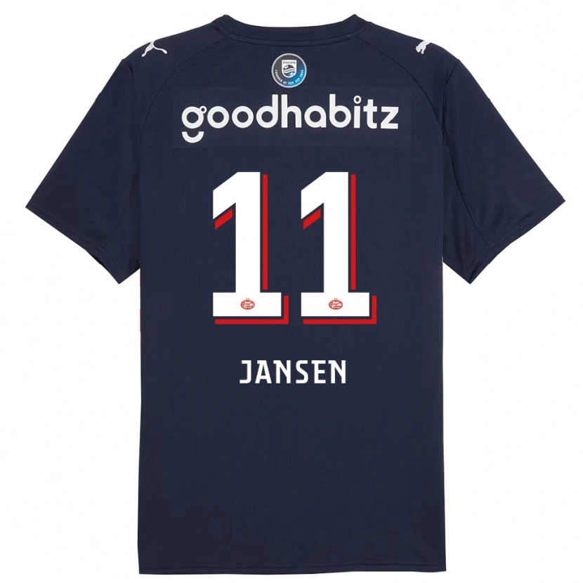 Danxen Mænd Renate Jansen #11 Navy Hvid Udebane Spillertrøjer 2025/26 Trøje T-Shirt
