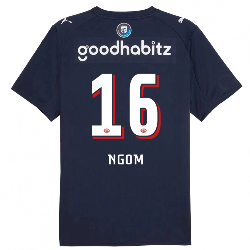 Danxen Mænd Khadim Ngom #16 Navy Hvid Udebane Spillertrøjer 2025/26 Trøje T-Shirt