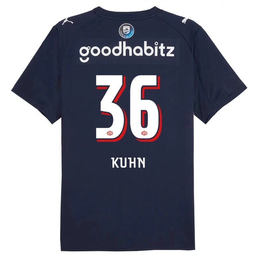 Danxen Mænd Wessel Kuhn #36 Navy Hvid Udebane Spillertrøjer 2025/26 Trøje T-Shirt