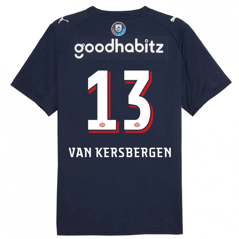 Danxen Mænd Sander Van Kersbergen #13 Navy Hvid Udebane Spillertrøjer 2025/26 Trøje T-Shirt
