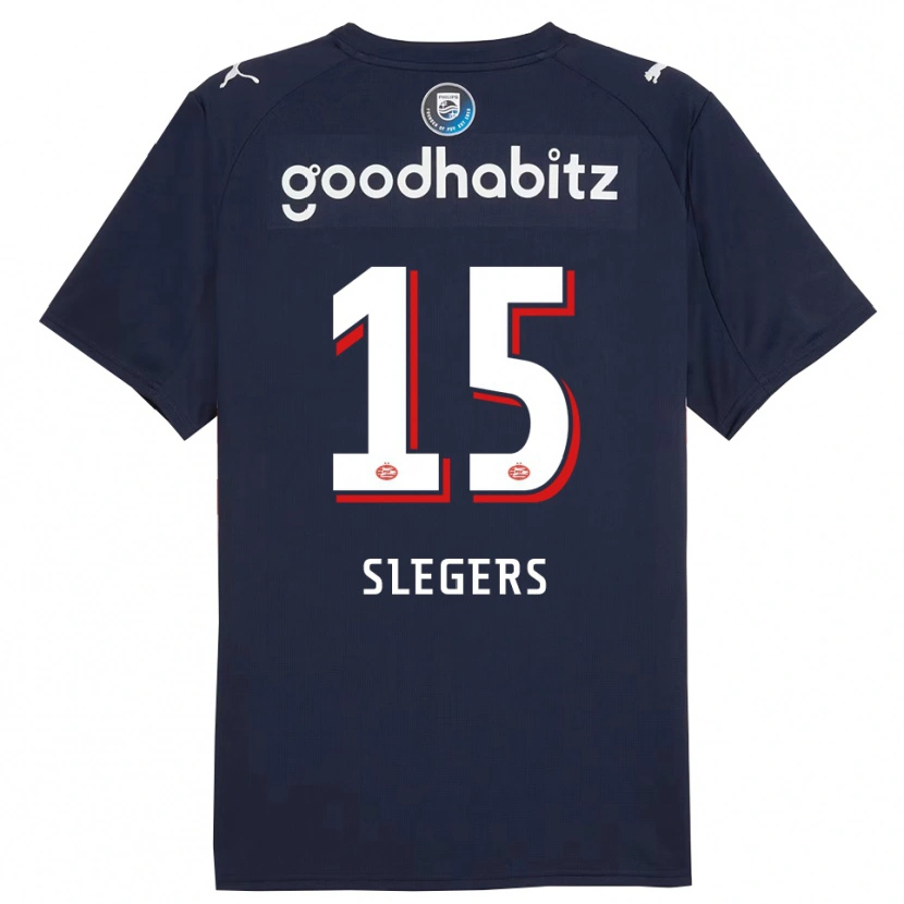 Danxen Mænd Kor Slegers #15 Navy Hvid Udebane Spillertrøjer 2025/26 Trøje T-Shirt