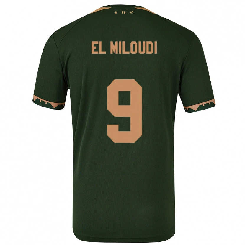 Danxen Mænd Rayan El Miloudi #9 Grøn Guld Udebane Spillertrøjer 2025/26 Trøje T-Shirt