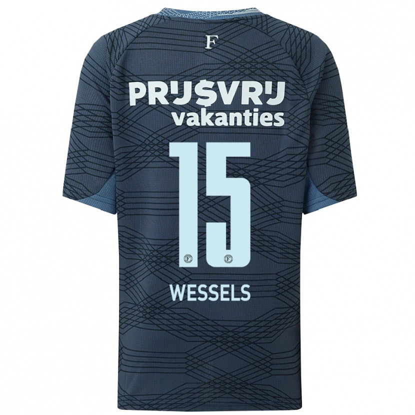 Danxen Mænd Tijme Wessels #15 Sort Grå Udebane Spillertrøjer 2025/26 Trøje T-Shirt