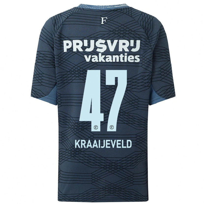 Danxen Mænd Thijs Kraaijeveld #47 Sort Grå Udebane Spillertrøjer 2025/26 Trøje T-Shirt