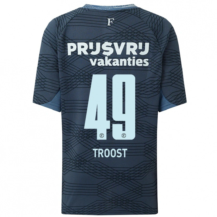 Danxen Mænd Tein Troost #49 Sort Grå Udebane Spillertrøjer 2025/26 Trøje T-Shirt