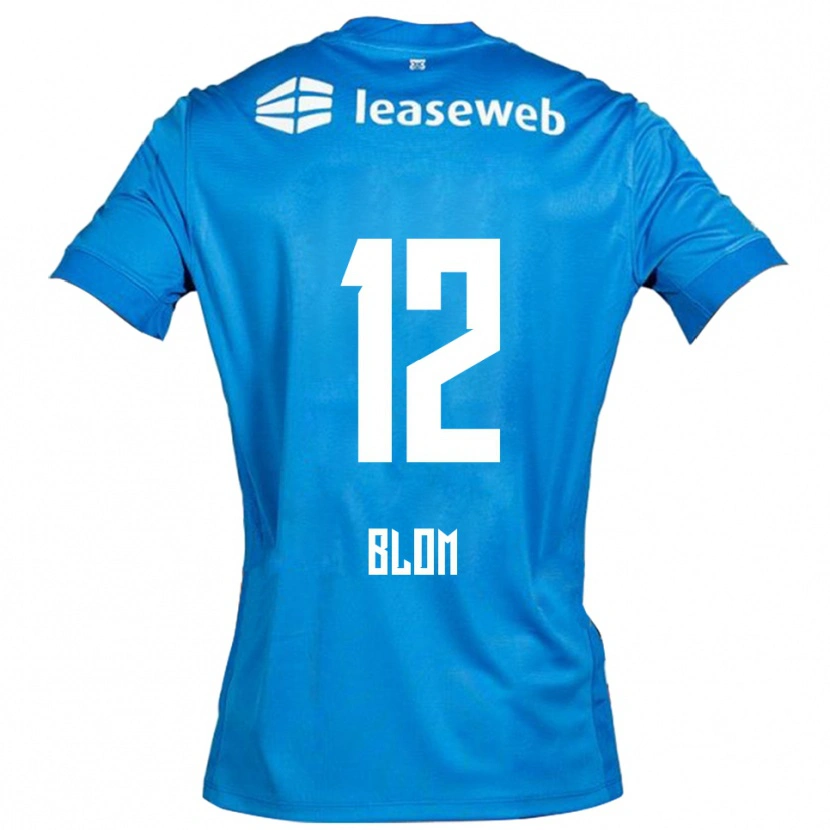 Danxen Mænd Robin Blom #12 Blå Hvid Udebane Spillertrøjer 2025/26 Trøje T-Shirt