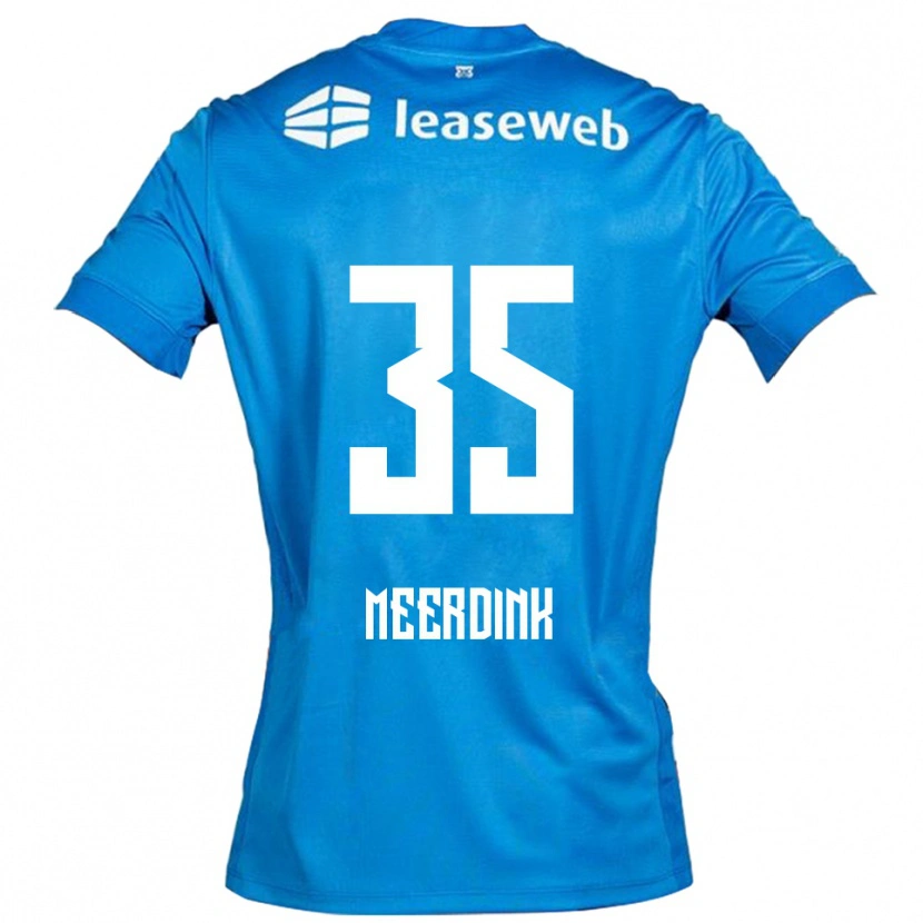 Danxen Mænd Mexx Meerdink #35 Blå Hvid Udebane Spillertrøjer 2025/26 Trøje T-Shirt