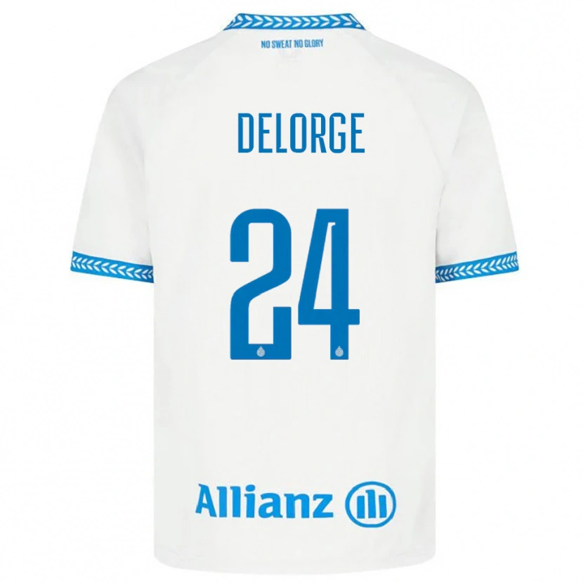 Danxen Mænd Lucas Delorge #24 Blå Hvid Udebane Spillertrøjer 2025/26 Trøje T-Shirt