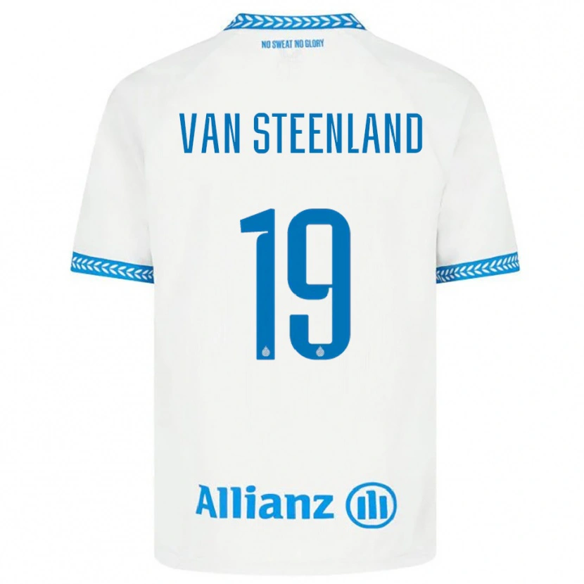 Danxen Mænd Gilles Van Steenland #19 Blå Hvid Udebane Spillertrøjer 2025/26 Trøje T-Shirt