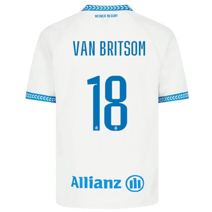Danxen Mænd Jakke Van Britsom #18 Blå Hvid Udebane Spillertrøjer 2025/26 Trøje T-Shirt