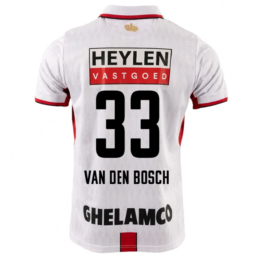 Danxen Mænd Zeno Van Den Bosch #33 Hvid Rød Udebane Spillertrøjer 2025/26 Trøje T-Shirt