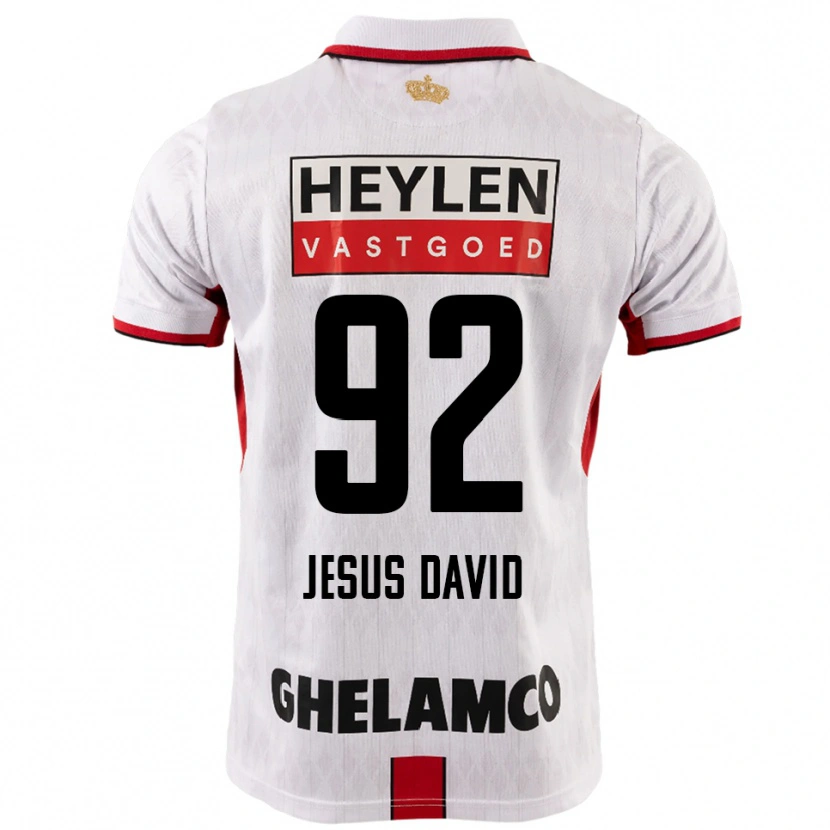 Danxen Mænd Gabriel Jesus David #92 Hvid Rød Udebane Spillertrøjer 2025/26 Trøje T-Shirt
