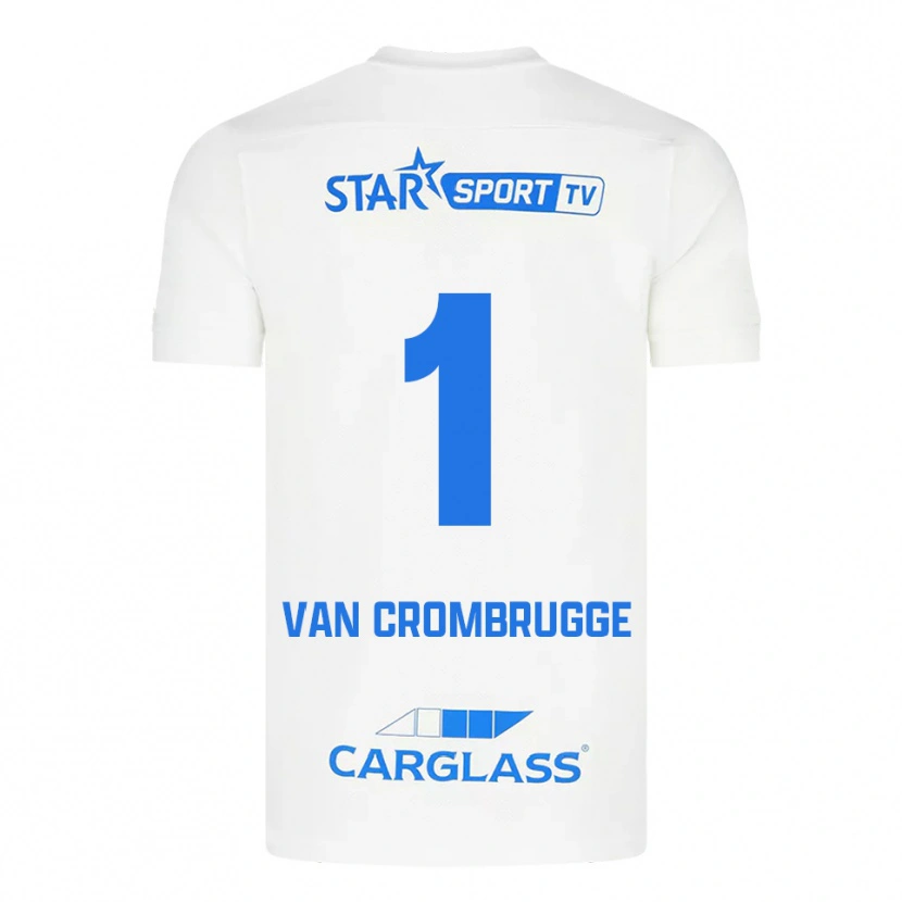 Danxen Mænd Hendrik Van Crombrugge #1 Hvid Blå Udebane Spillertrøjer 2025/26 Trøje T-Shirt