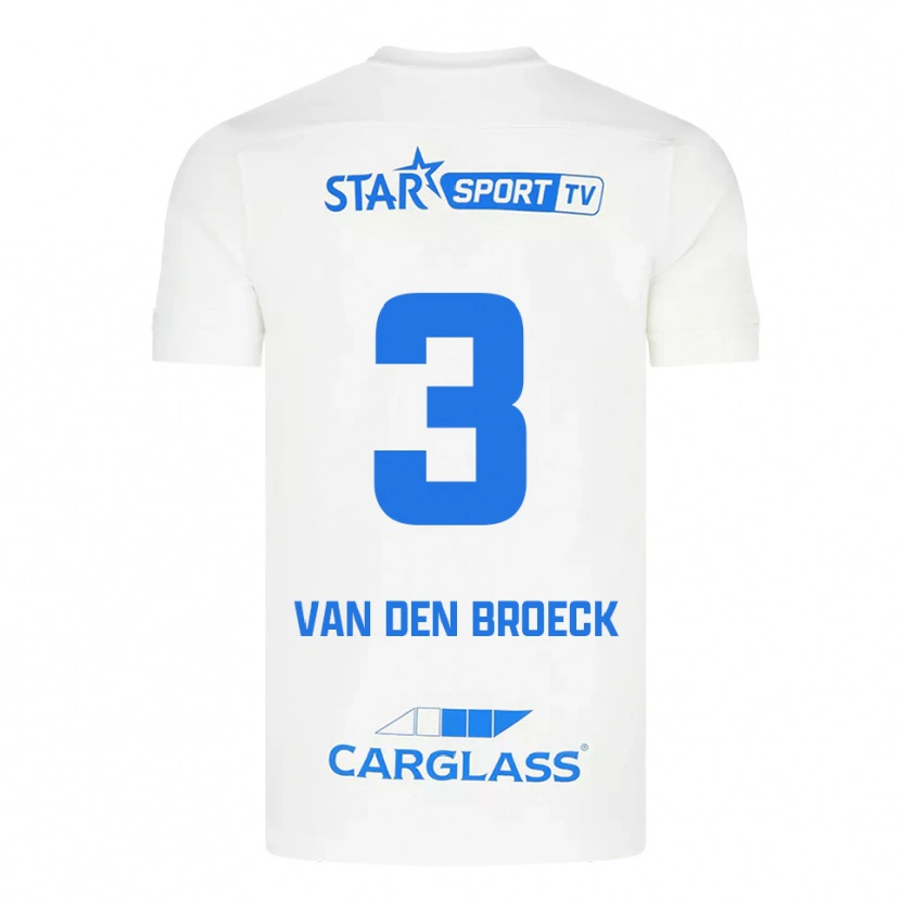 Danxen Mænd Kobe Van Den Broeck #3 Hvid Blå Udebane Spillertrøjer 2025/26 Trøje T-Shirt
