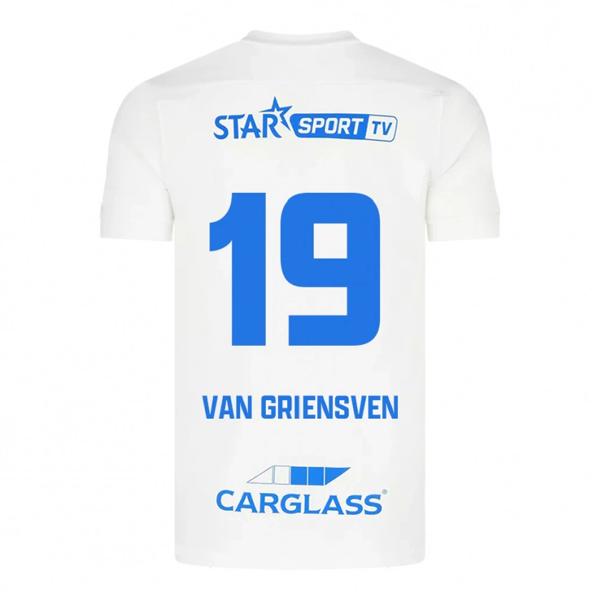 Danxen Mænd Evy Van Griensven #19 Hvid Blå Udebane Spillertrøjer 2025/26 Trøje T-Shirt