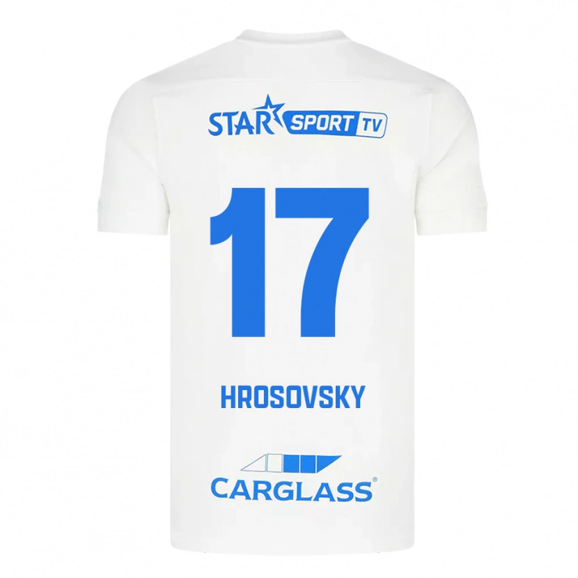 Danxen Mænd Patrik Hrosovsky #17 Hvid Blå Udebane Spillertrøjer 2025/26 Trøje T-Shirt