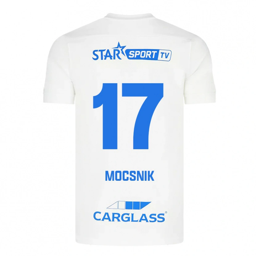 Danxen Mænd Manu Mocsnik #17 Hvid Blå Udebane Spillertrøjer 2025/26 Trøje T-Shirt