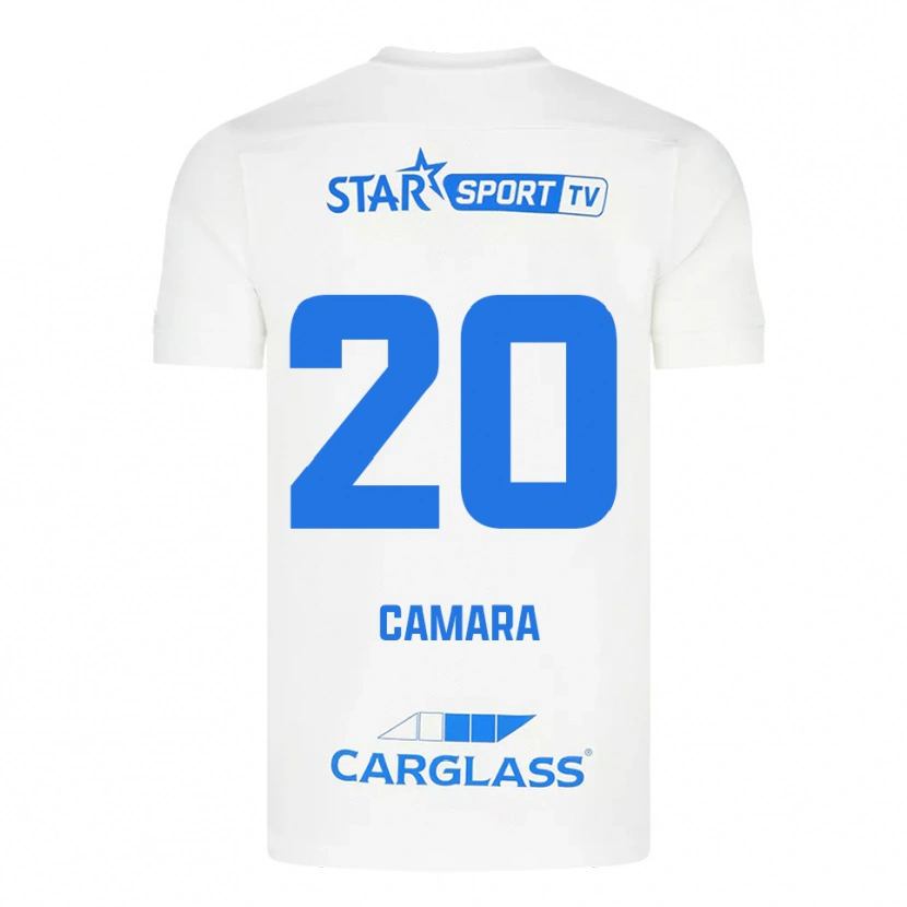 Danxen Mænd Ali Camara #20 Hvid Blå Udebane Spillertrøjer 2025/26 Trøje T-Shirt