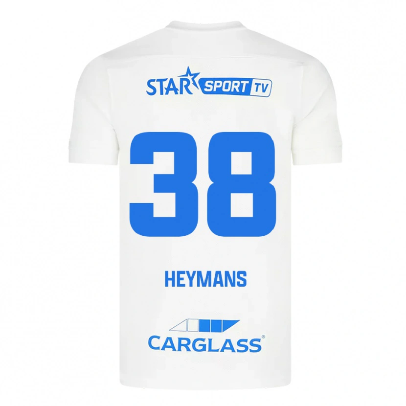 Danxen Mænd Daan Heymans #38 Hvid Blå Udebane Spillertrøjer 2025/26 Trøje T-Shirt
