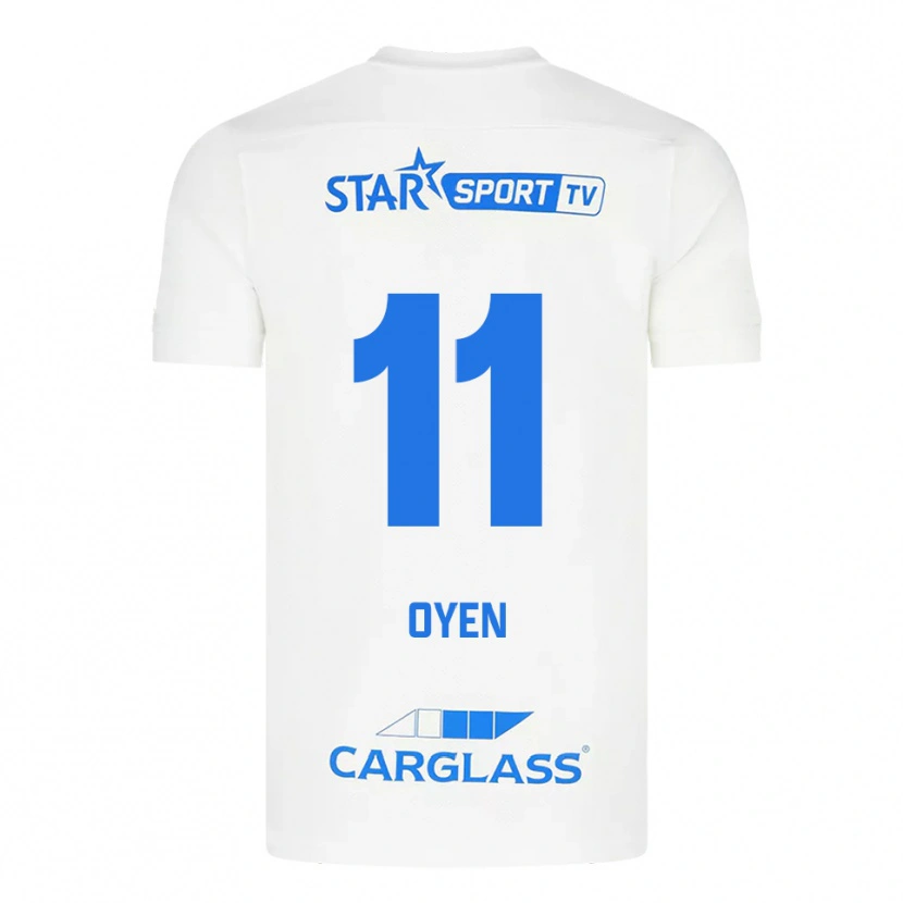 Danxen Mænd Luca Oyen #11 Hvid Blå Udebane Spillertrøjer 2025/26 Trøje T-Shirt