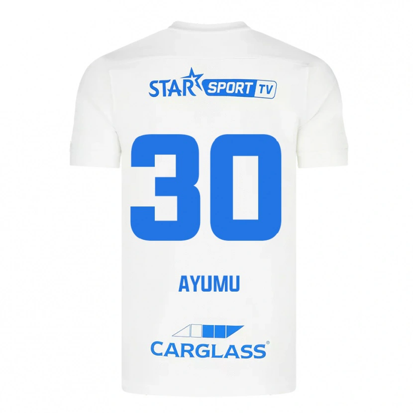 Danxen Mænd Ayumu Yokoyama #30 Hvid Blå Udebane Spillertrøjer 2025/26 Trøje T-Shirt