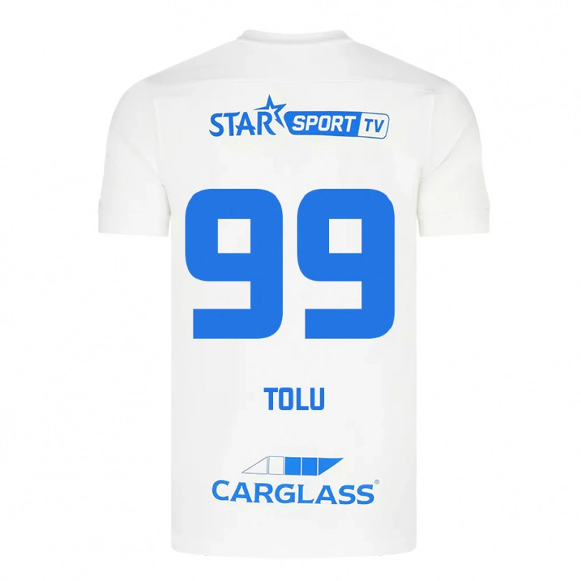 Danxen Mænd Tolu Arokodare #99 Hvid Blå Udebane Spillertrøjer 2025/26 Trøje T-Shirt