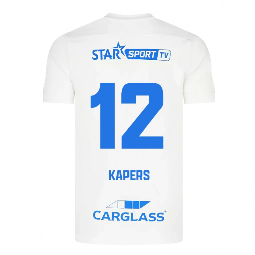 Danxen Mænd Wout Kapers #12 Hvid Blå Udebane Spillertrøjer 2025/26 Trøje T-Shirt