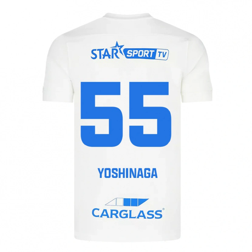 Danxen Mænd Yumeki Yoshinaga #55 Hvid Blå Udebane Spillertrøjer 2025/26 Trøje T-Shirt