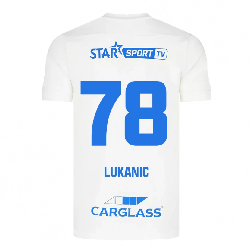 Danxen Mænd Luka Lukanic #78 Hvid Blå Udebane Spillertrøjer 2025/26 Trøje T-Shirt