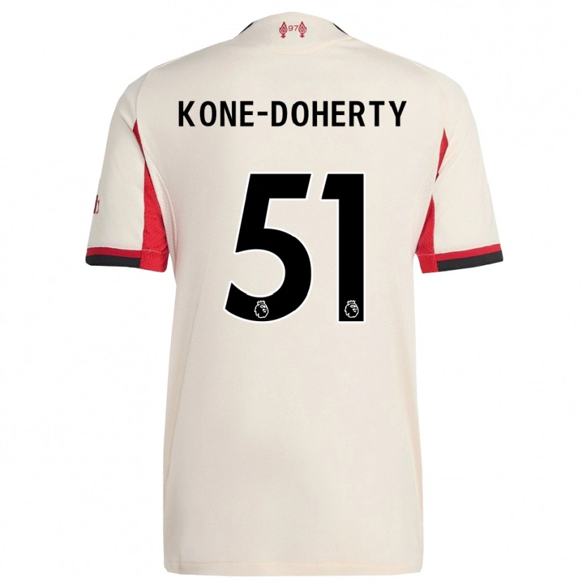 Danxen Mænd Trent Kone-Doherty #51 Hvid Sort Udebane Spillertrøjer 2025/26 Trøje T-Shirt