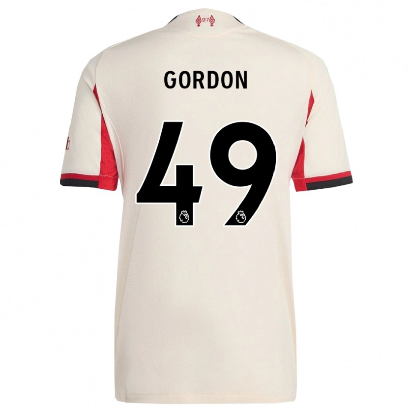 Danxen Mænd Kaide Gordon #49 Hvid Sort Udebane Spillertrøjer 2025/26 Trøje T-Shirt