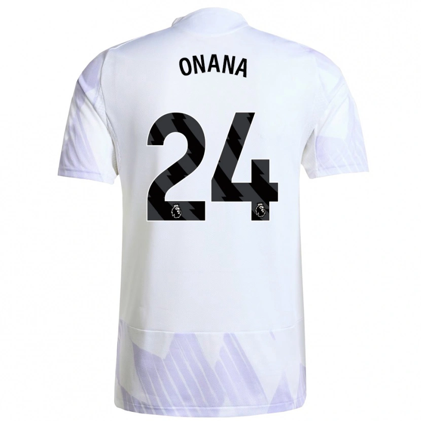 Danxen Mænd André Onana #24 Hvid Lilla Lilla Udebane Spillertrøjer 2025/26 Trøje T-Shirt