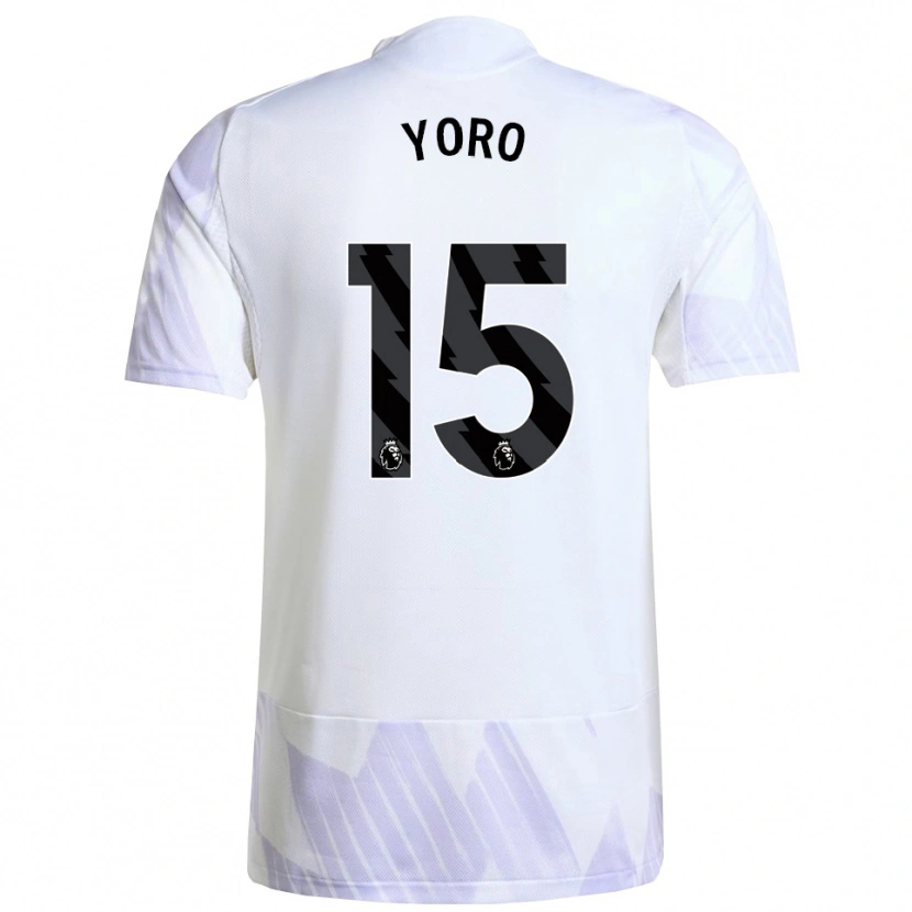 Danxen Mænd Leny Yoro #15 Hvid Lilla Lilla Udebane Spillertrøjer 2025/26 Trøje T-Shirt
