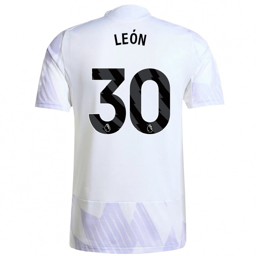 Danxen Mænd Diego León #30 Hvid Lilla Lilla Udebane Spillertrøjer 2025/26 Trøje T-Shirt
