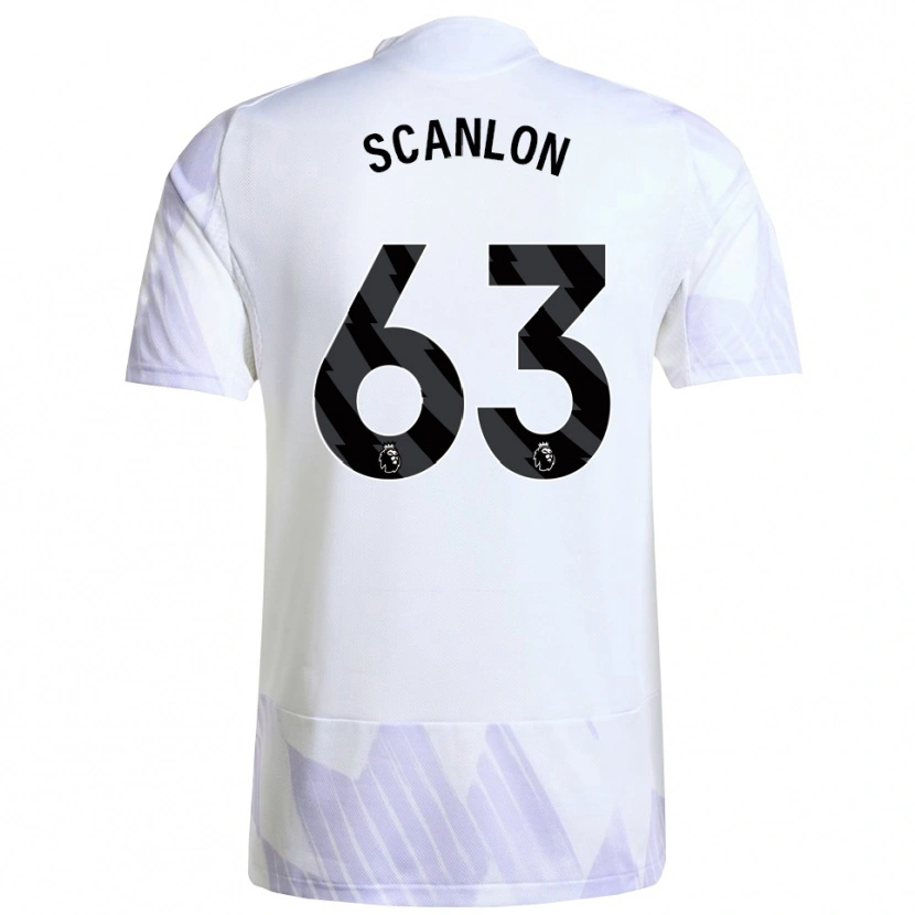 Danxen Mænd James Scanlon #63 Hvid Lilla Lilla Udebane Spillertrøjer 2025/26 Trøje T-Shirt