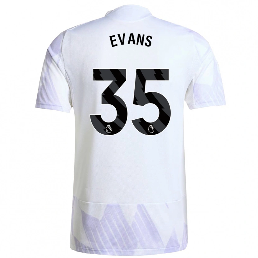 Danxen Mænd Jonny Evans #35 Hvid Lilla Lilla Udebane Spillertrøjer 2025/26 Trøje T-Shirt
